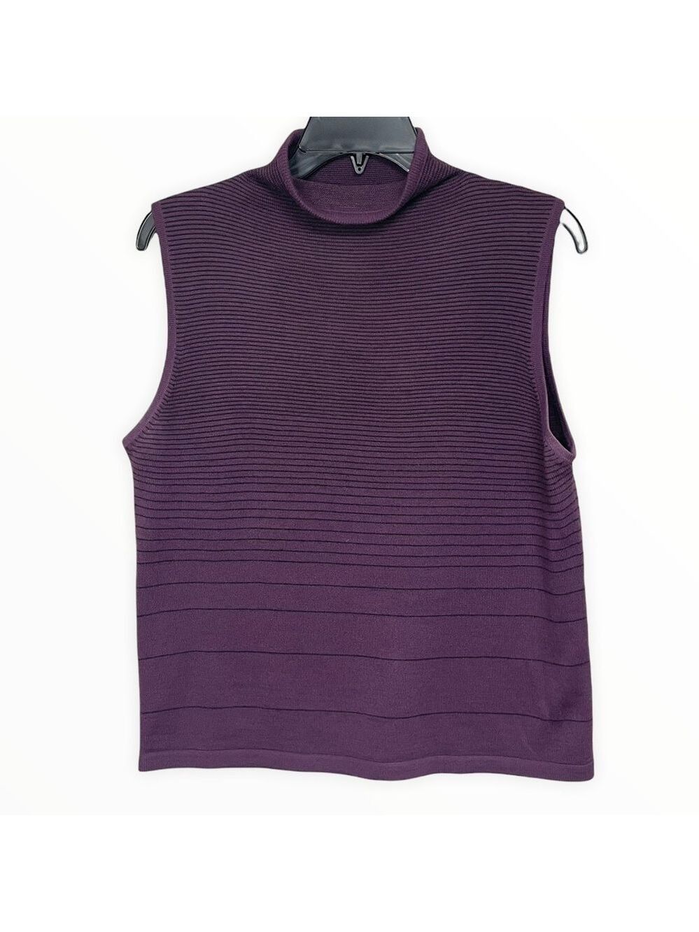 Spanner Wool Blend Striped Sleeveless Mock Neck Sweater Large
